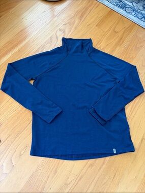 Stio Navy Blue Heather Mock Neck Turtleneck Baselayer Top Women's Size Medium